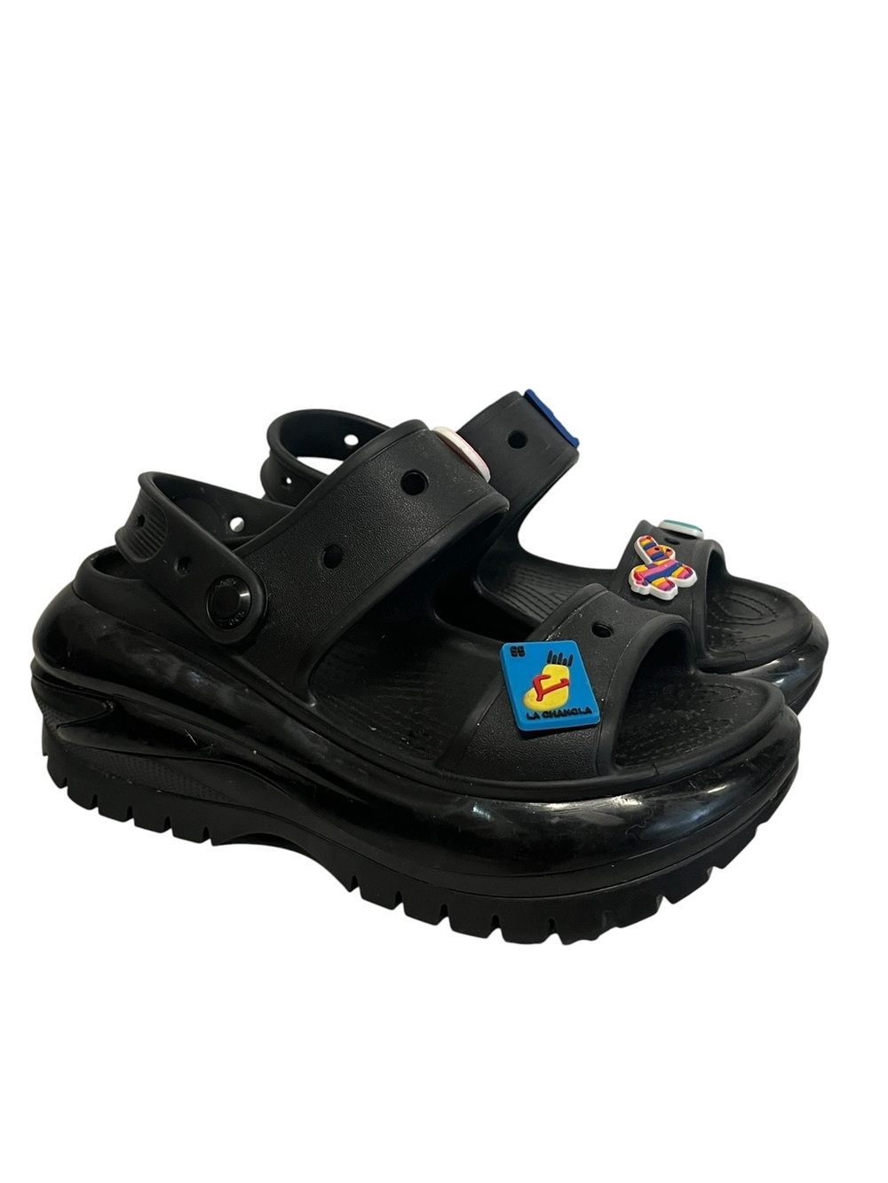 Crocs Classic Mega Crush Sandal Clog Unisex Thick Soled Sandals Black M4 / W6